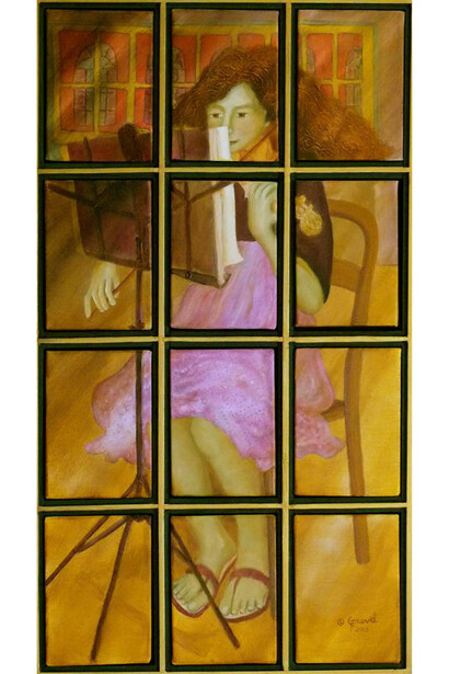 Francine Gravel, Etude Musicale, Acrylic & Oil on Linen, 32" x 18"