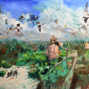 Dayron Gonzalez, Lost, 2017 oil on canvas 80x110 in 