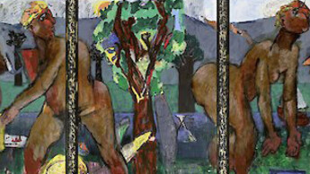 Markus Lüpertz, Das Urteil des Paris, 2010, 270 x 760 cm, © VG Bild-Kunst Bonn, 2017 erworben 2017 mit Mitteln der Kulturstiftung der Länder, des Vermächtnisses Gerhard und Margit Merkel,Leipzig sowie der Förderer des Museums der bildenden Künste Leipzig e.V.