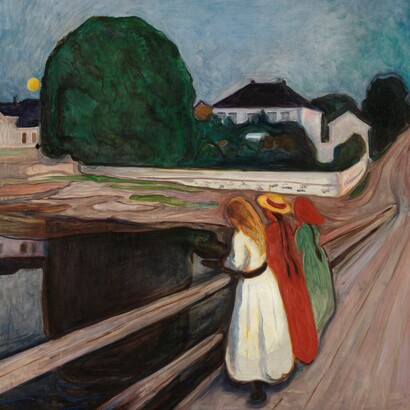 Edvard Munch, "Ragazze sul ponte", dettaglio, 1901, Nasjonalmuseet for kunst, arkitektur og design, Oslo, Norvegia