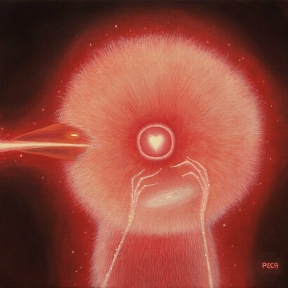 Peca Radiation, Love, Oil on linen, neon flex, 30cm x 30cm. Courtesy of DCG and the artist