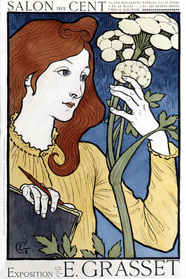 Plakat für die eigene Ausstellung in der Galerie Salon de Cent, Eugène Grasset (1841-1917)1894 Paris Farblithografie 60 x 40 cm