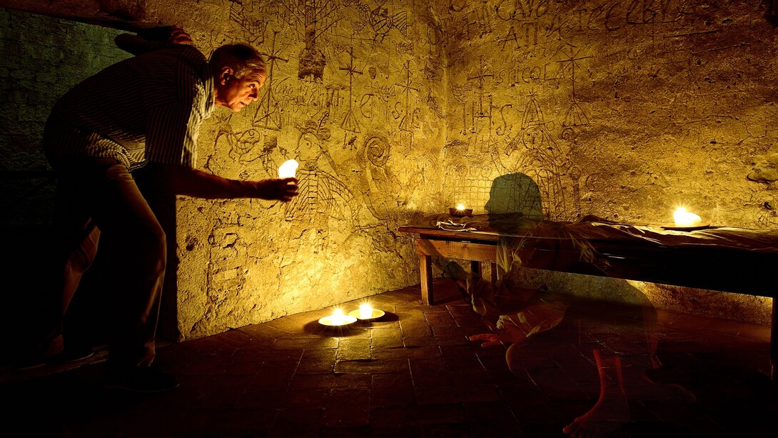 Roberto Nini e Giuseppe Andrea Lombardini: oltre le soglie del tempo, tra il buio della prigionia e la luce della scoperta. Foto Mauro Montini ©Narni Sotterranea