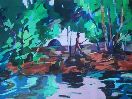 Eyal Sasson, Riverbank, 2013, acrylic on paper, 80 x 120 cm