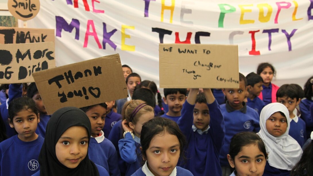 Peter Liversidge, Notes on Protesting  performed at Whitechapel Gallery, 1 May 2014. Courtesy Whitechapel Gallery