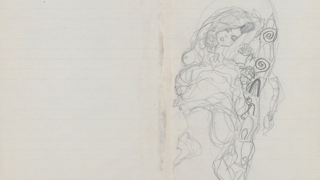 Gustav Klimt, Study for the left group of figures in the painting "The bride" from the last sketchbook, 1917. Courtesy of Lower Belvedere
