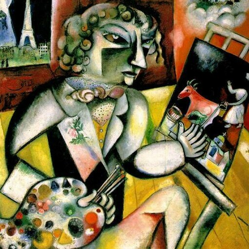 Marc Chagall, Autoritratto con sette dita, 1913, olio su tela, Stedelijk Museum Amsterdam, Olanda
