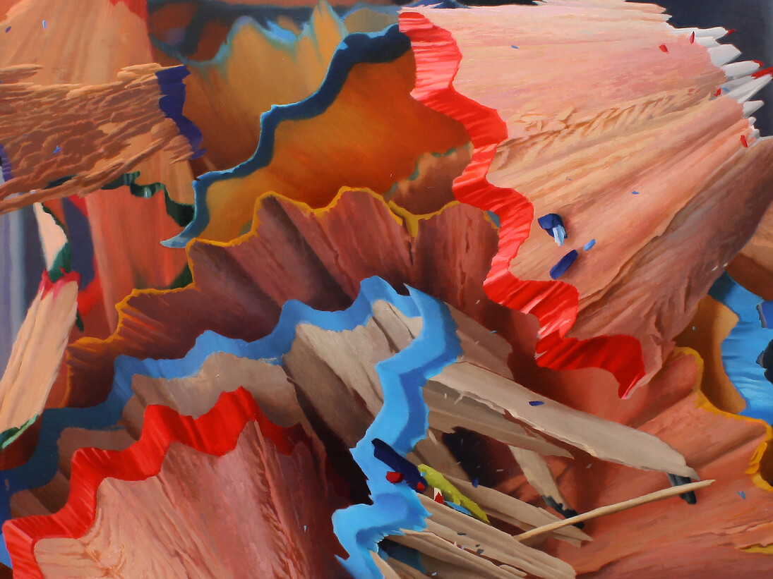 ‘Shavings VI’. Oil on Board, 80 x 80 cm.