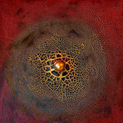 Enrico Magnani, Opus IV, 2012, acrilico, smalto, argilla e resina su tela, cm. 80x80. Courtesy of Chiostri di San Domenico  