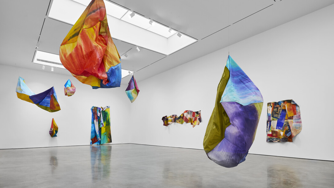 Sam Gilliam, Stitched, exhibition view. Courtesy of Pace Gallery