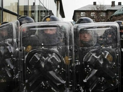 Iceland police with their shields