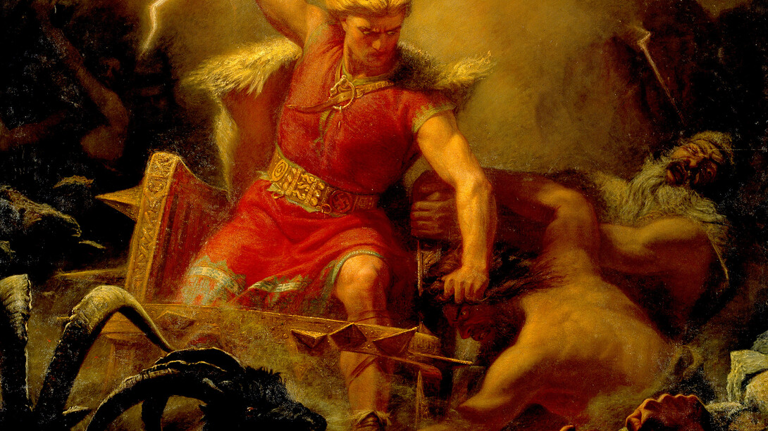 «Thor en la batalla contra los gigantes», Mårten Eskil Winge (siglo XIX)
