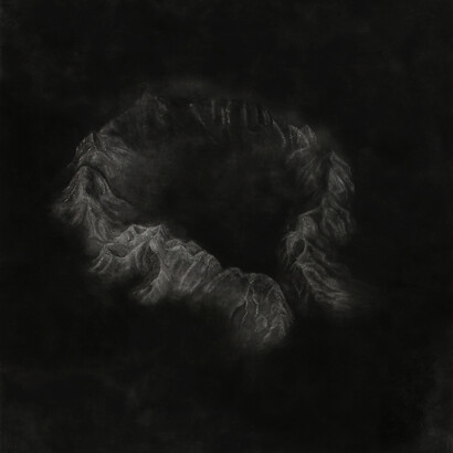 Dror Ben Ami, Untitled (Mountain I), 2015, Charcoal on paper, 208 x 150 cm