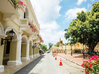 The beautiful El Conde street and famous Calle Las Damas Colonial Zone of Santo Domingo, the Dominican Republic, a UNESCO World heritage site