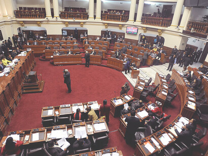 Panoramic hemicycle session of Congress of the Republic of Peru, environment where the plenary sessions of Parliament are held