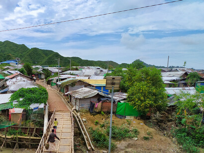 Camp de réfugiés rohingyas 26, Teknaf, Cox's Bazar, Bangladesh, 24 septembre 2020. Photo prise depuis l'avant du bureau CIC du camp 26