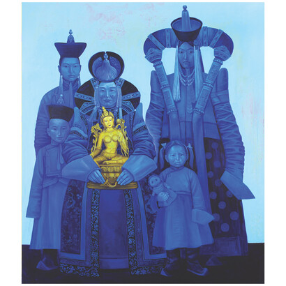 Zayasaikhan Sambuu, Return of the Forebears (#2),2020-2022, acrylic on canvas, 220x200 cm. Courtesy of the artist and 532 Gallery Thomas Jaeckel
