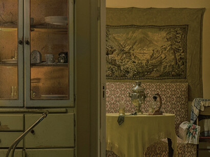 Interior of an old Soviet-era house, including furniture and decor