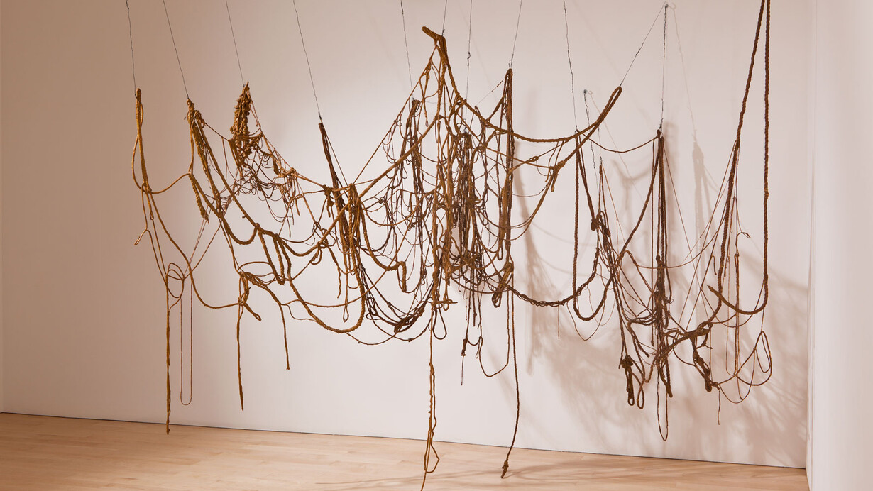 Eva Hesse (1936 1970). No title, (1969 1970). Latex, rope, string, and wire, Dimensions variable, Whitney Museum of American Art, New York; purchase, with funds from Eli and Edythe L. Broad, the Mrs. Percy Uris Purchase Fund, and the Painting and Sculpture Committee  88.17a b © Estate of Eva Hesse; courtesy Hauser & Wirth. 