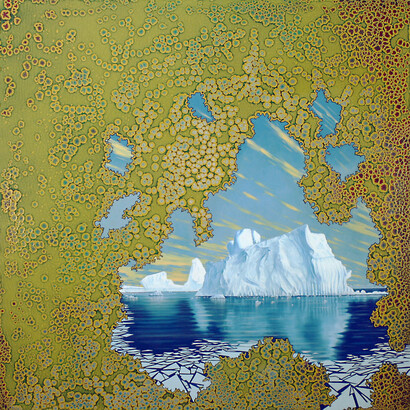 Shane McAdams, Synthetic Landscape (Iceberg), 2010, elmer’s glue, oil and acrylic on canvas over panel, 48” x  48”
