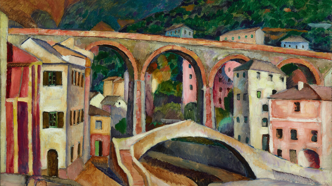 Ilya Mashkov, Italy. Nervi. Landscape with an aqueduct (detail), 1913. Courtesy of New Tretyakov Gallery