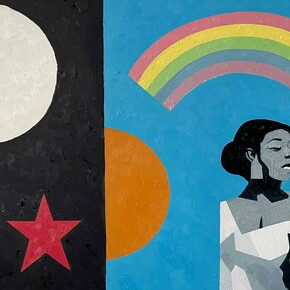 Roger Winter, Dinah Washington (detail), 2023, oil on museum board,
32 x 40 inches. Courtesy of the artist and Gerald Peters Contemporary