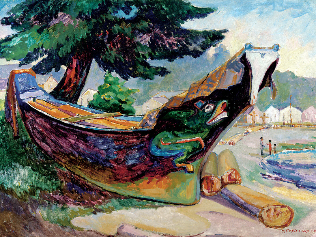 Emily Carr, Indian War Canoe (Alert Bay), 1912, Oil on cardboard, 65 x 95,5 cm, The Montreal Museum of Fine Arts, Purchase, gift of A. Sidney Dawes