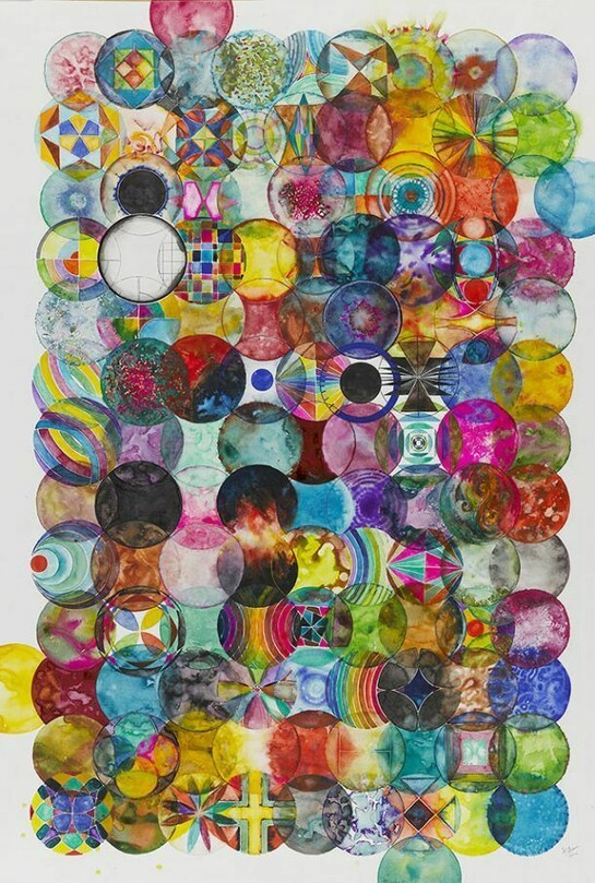 Wu Jian'an, 121 Color Balls, 2013, Watercolor on paper, 47 1/4 x 32 1/4 in (120 x 82 cm)