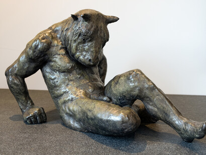 Beth Carter, "Fallen Minotaur," Bronze, 19 x 12½ x 12¼ (48 x 32 x 31cm)