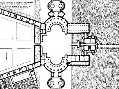 Jacques Androuet du Cerceau, castle of Chenonceau accordingly to a project de Francesco Primaticcio (Les plus excellents bastiments de France, 1576-1579