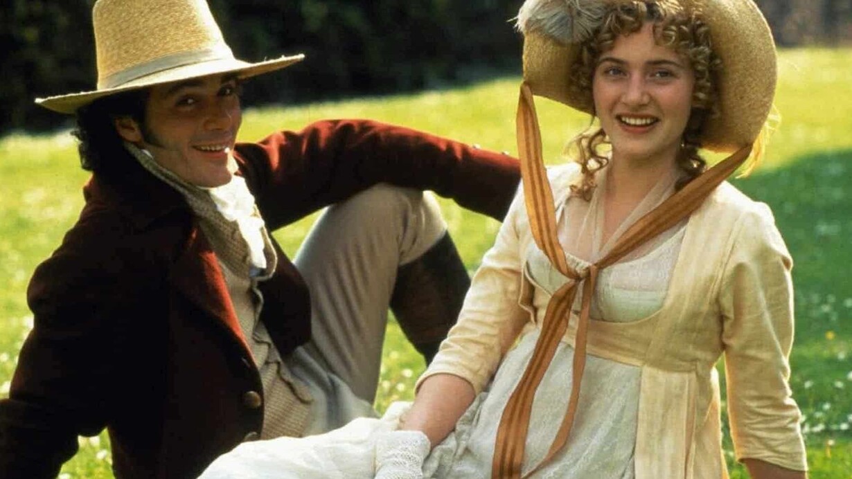 Gli attori Kate Winslet e Greg Wise nel film adattato dal libro di Jane Austen, 1995