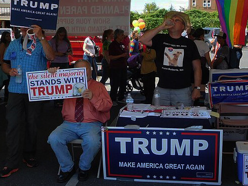 Supporters of Trump at the Bellingham Pride Festival, USA