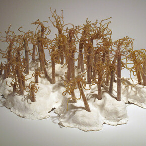 Rachel Abrams, Biological Accumulations (Potentiators), 2009, cast recycled paper glass beads, copper wire, heat shrink tubing, 11” x 21.5” x 16.875”