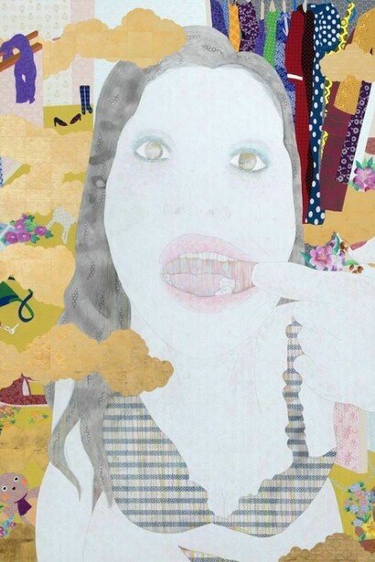 Kaoruko, Open, 2013, Acrylic, gold leaf on canvas, 100 x 74 inches (254 x 188 cm)