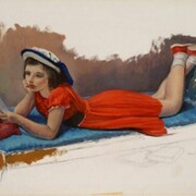 Leon Kroll (American, 1884–1974) Child Reading, 1943 Oil on paper 19 1/8 x 27 1/8 inches Parrish Art Museum Clark Collection