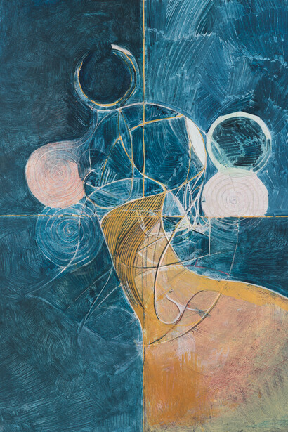 Nicholas Byrne, Clock face and curls, 2015, oil on gessoed panel with artists frame, 50 x 40 x 2 cm, 19 3/4 x 15 3/4 x 3/4 ins, courtesy of Vilma Gold, London