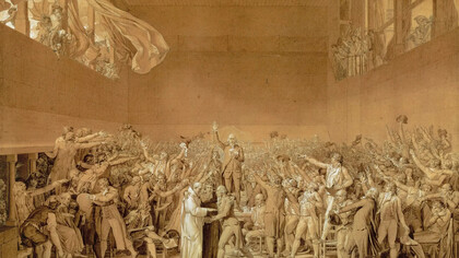 Jacques-Louis David; Juramento del Juego de Pelota, 1791, Palacio de Versalles, Francia (detalle)