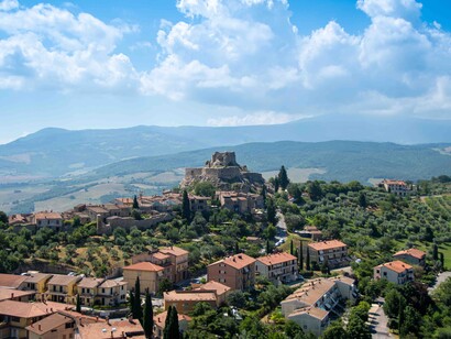Vista de Castiglione, Valle de Orcia, Italia