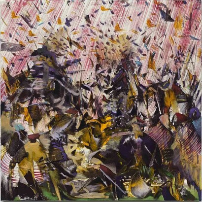 Ali Banisadr, Convergence 2014 Oil on linen 40.64 x 40.64 cm / (16 x 16 in), Image courtesy of the artist and Blain|Southern © the artist, Photo: Jeffrey Sturges, 2014