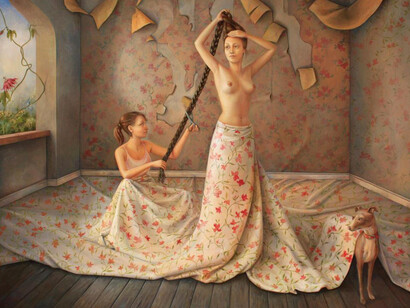 Ilaria Del Monte, Antes de fugir, óleo sobre tela 90x100 cm, 2012