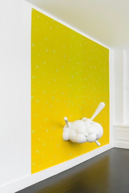Nancy Dwyer, Explosion, 2015, Plaster, wood, polyurethane, latex paint, wallpaper, dimensions variable, unique