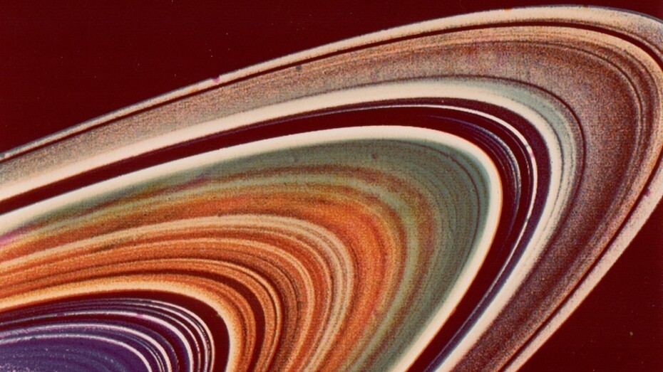 Segment of Saturn’s rings, Voyager 2, 1981, Vintage chromogenic print, c.20 x 25 cm, NASA JPL [P-23953]