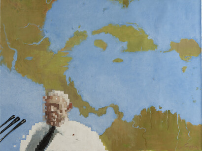 Julio Larraz, Head of Secret Police, 2011, Oil on Canvas, 50 x 60 in