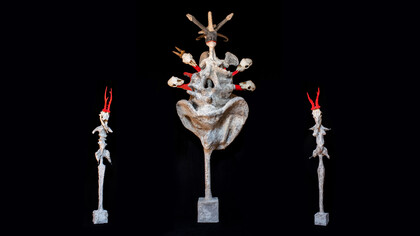 Matter, os, papier mâché, ciment, métal, bois, dimensions variables, 2020