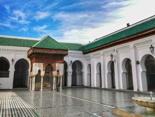 The open courtyard of Al Quaraouiyine University, Fez, Morocco, symbolising the legacy of the world's oldest continuously operating university