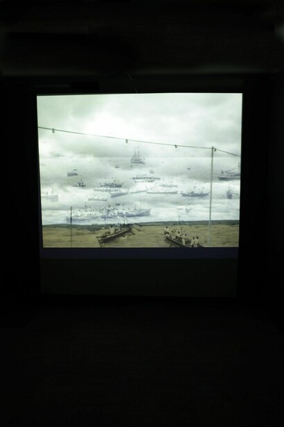 *S de Saudade, Continuar Portugal (Secretaria Geral) [S of Saudade, Continuing Portugal, General Secretary]*, 2010, by Paulo Mendes at *Art stabs power: que se vayan todos!* at Bermondsey Project, London, curated by Inês Valle. Credit Nelson Santos, 2014   