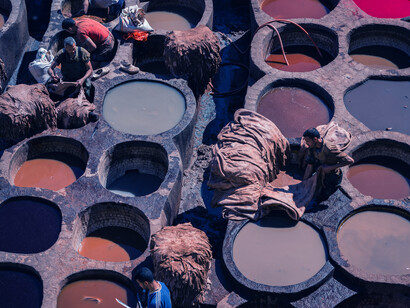 Leather workers in Fez