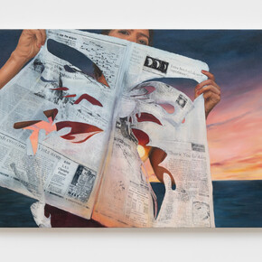 Jessica Taylor Bellamy, Sun’s Eclipse Next June, 2023, oil on canvas, 293/4x42inches. Courtesy of the artist and Anat Ebgi Gallery, Los Angeles. Courtesy of Grimm, NYC