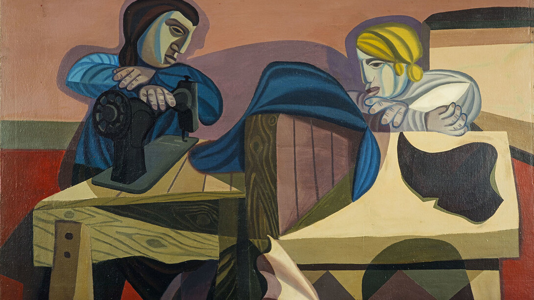 Robert MacBryde (1913-66), Two Women Sewing, c.1948, Oil on canvas, 100.30 x 143.50 cm, Collection: Scottish National Gallery of Modern Art