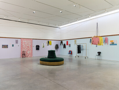 Dominique Gonzalez-Foerster, euqinimod & costumes, 2014, Mixed media installation, 15 ft x 40 ft 3 inches x 15 ft